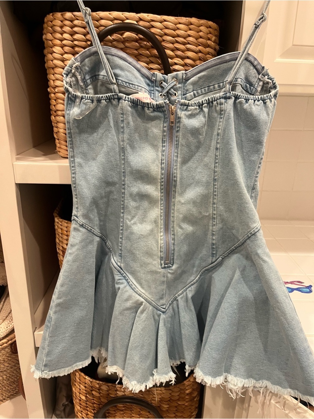 Hot & Delicious Light Blue Denim Dress with Pink Label - Picture 3 of 5